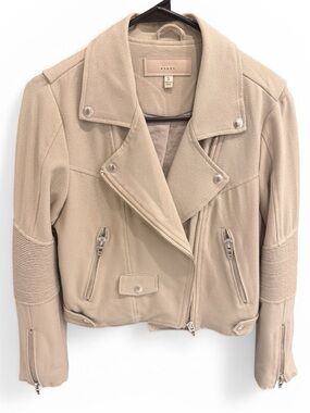 Neutral Beige Moto-Style Jacket